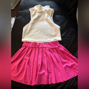 SHEIN Pink & White Skirt Set